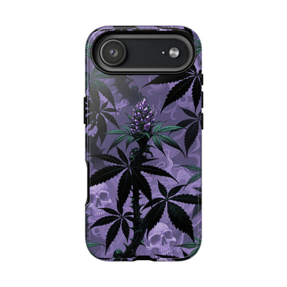 Purple Cannabis Skull Phone Case — Rugged Protective iPhone Cover