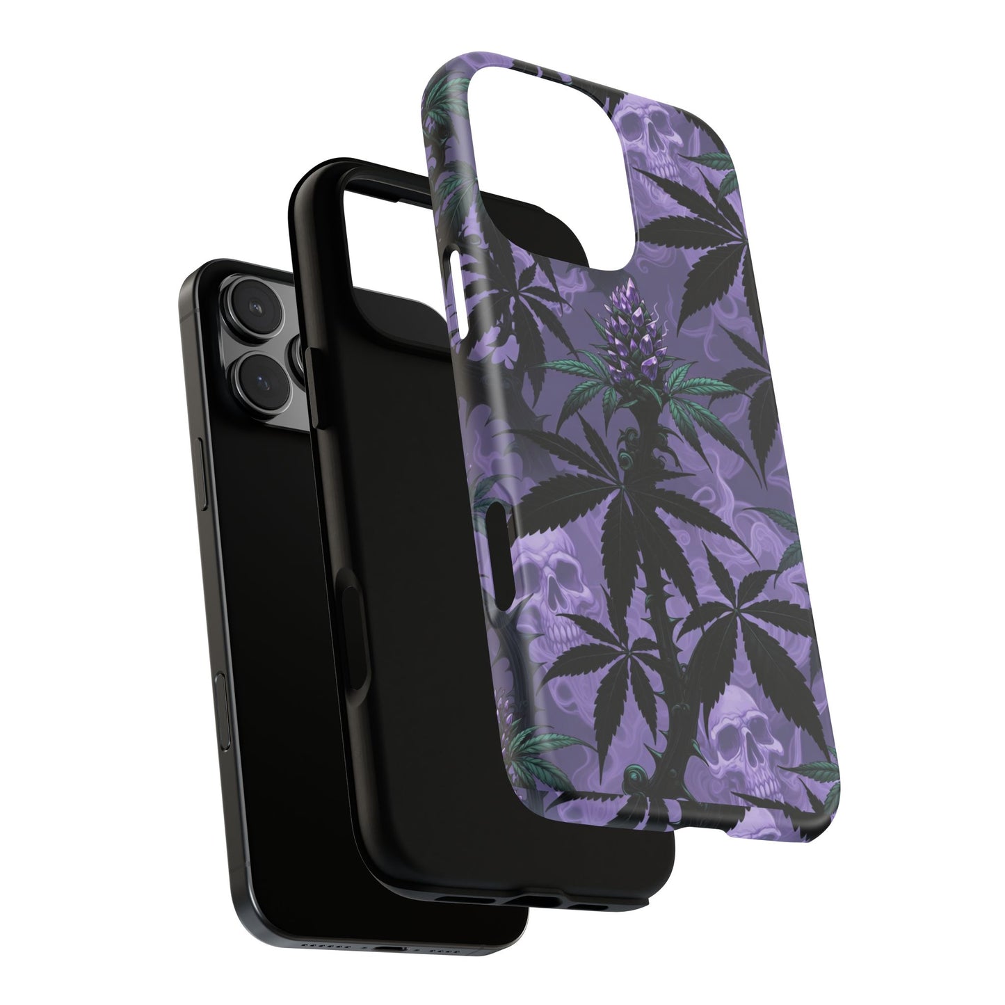 Purple Cannabis Skull Phone Case — Rugged Protective iPhone Cover