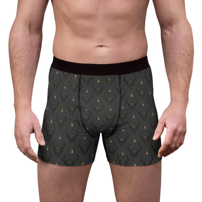 Skull Horns Boxer Briefs — Dark Gothic All-Over Print Men's Underwear