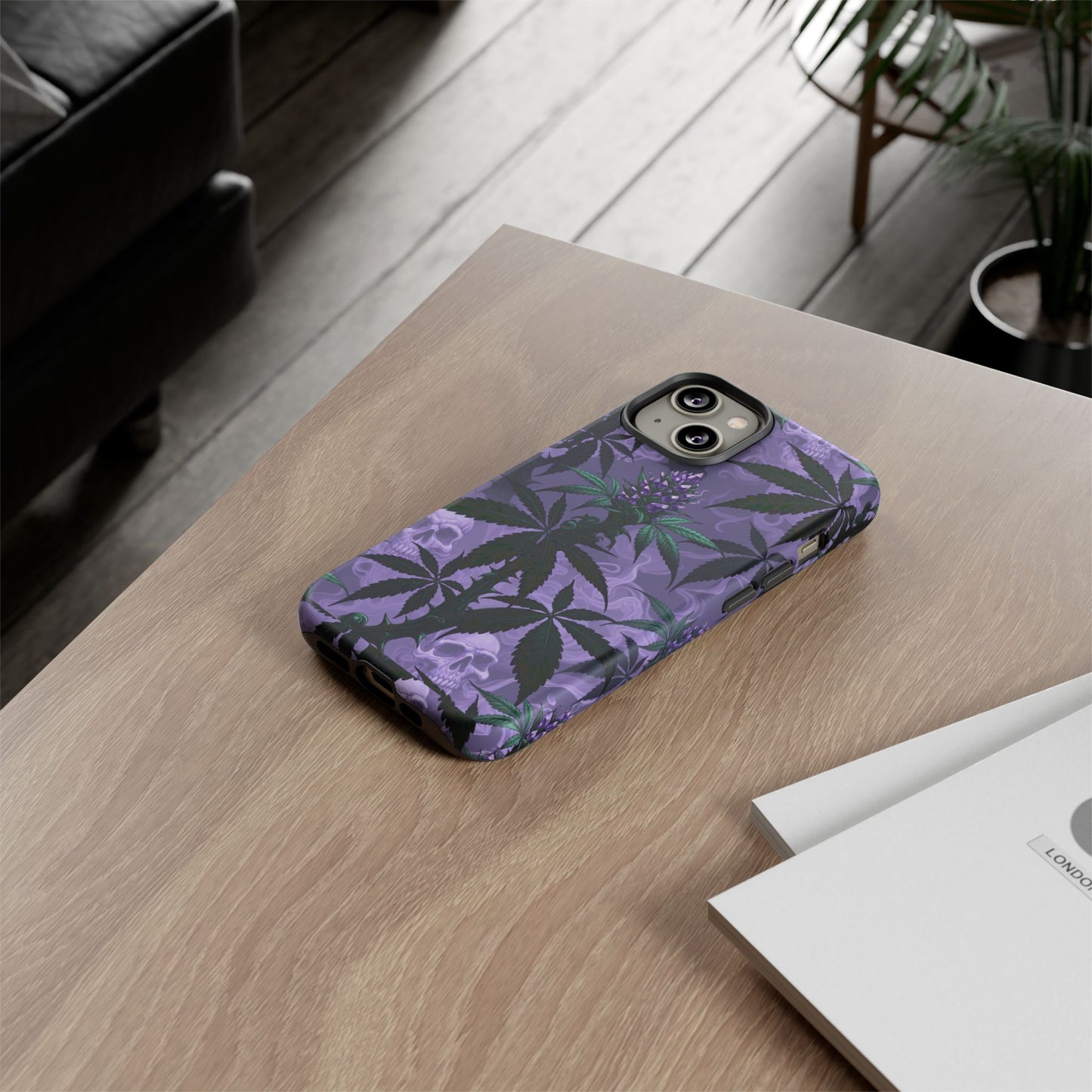 Purple Cannabis Skull Phone Case — Rugged Protective iPhone Cover