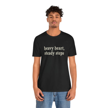 Heavy Heart Steady Steps Tee — Moody Illustration Graphic T‑Shirt
