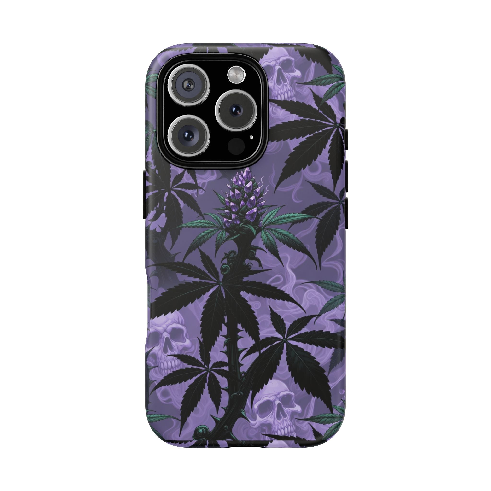 Purple Cannabis Skull Phone Case — Rugged Protective iPhone Cover