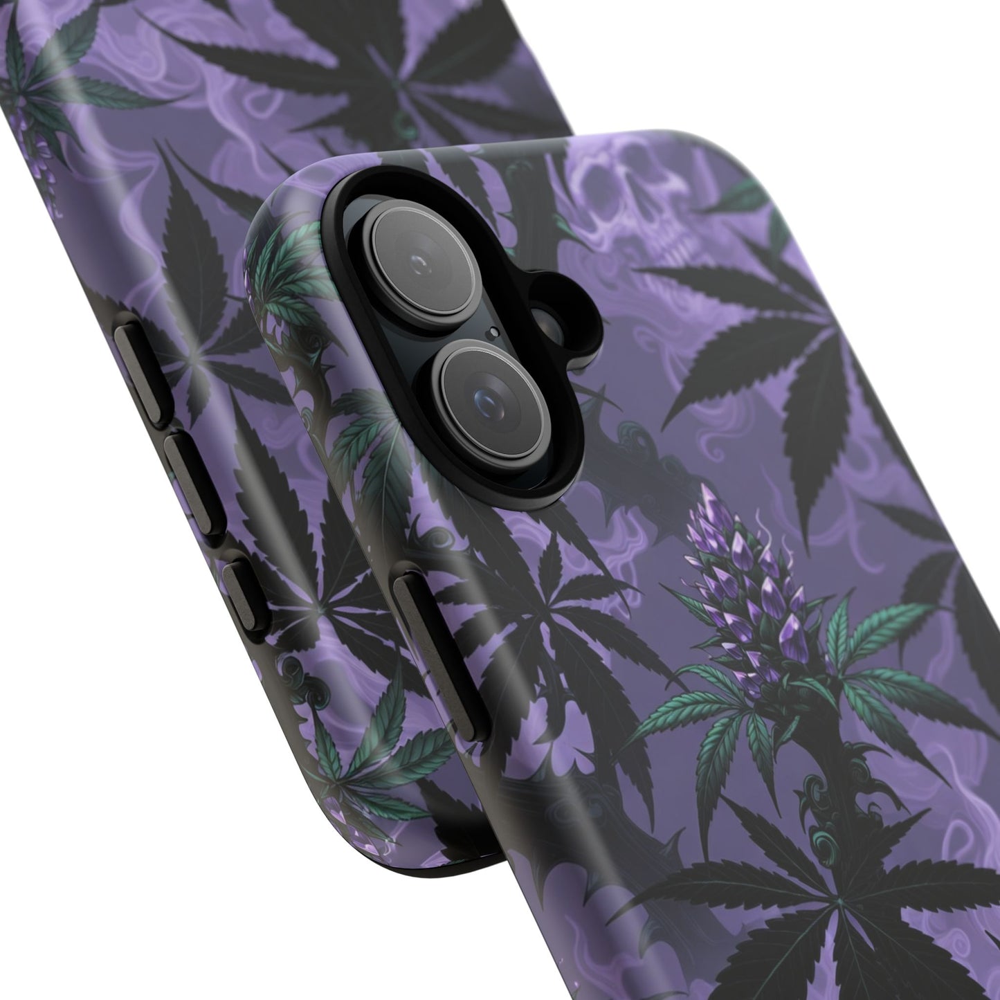 Purple Cannabis Skull Phone Case — Rugged Protective iPhone Cover