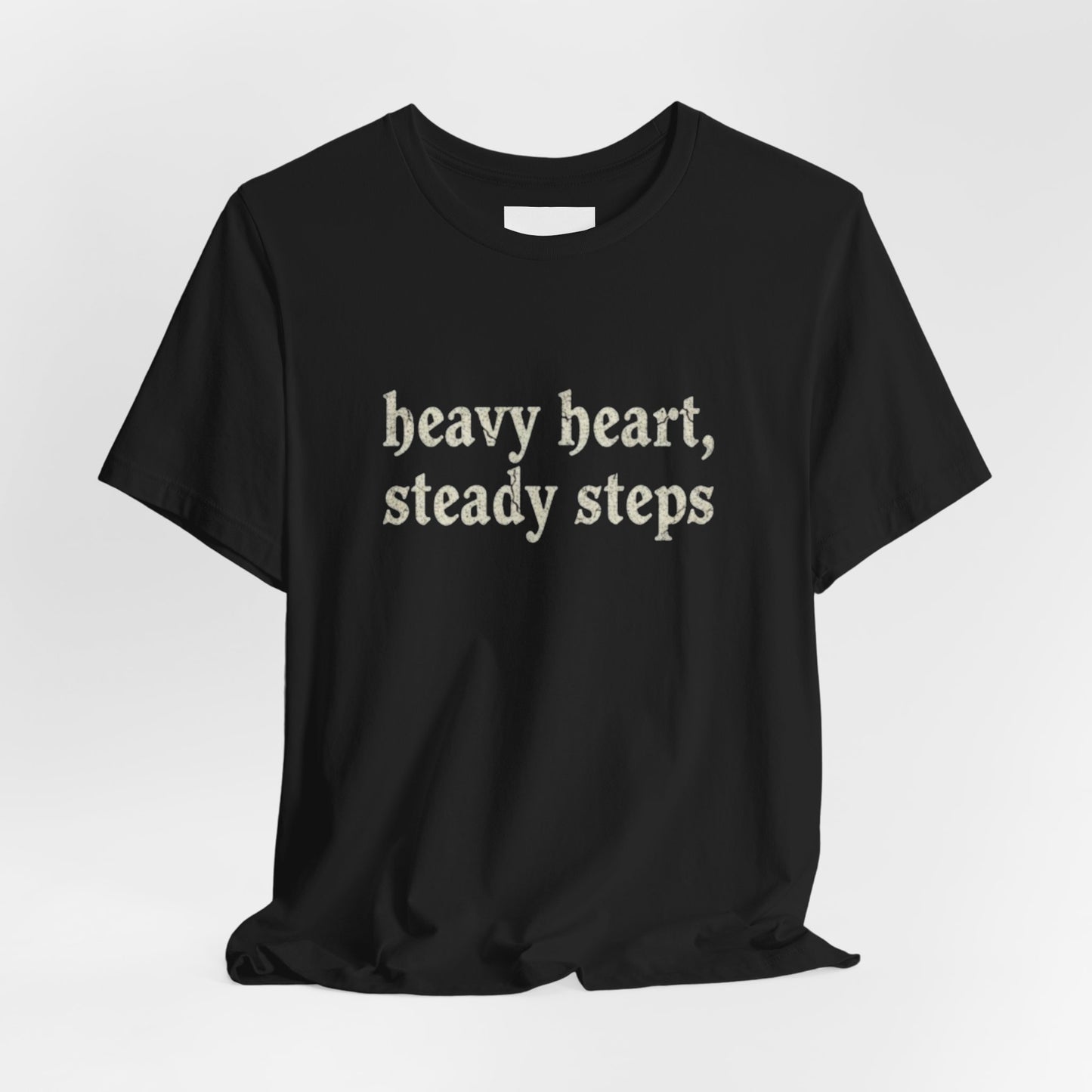 Heavy Heart Steady Steps Tee — Moody Illustration Graphic T‑Shirt
