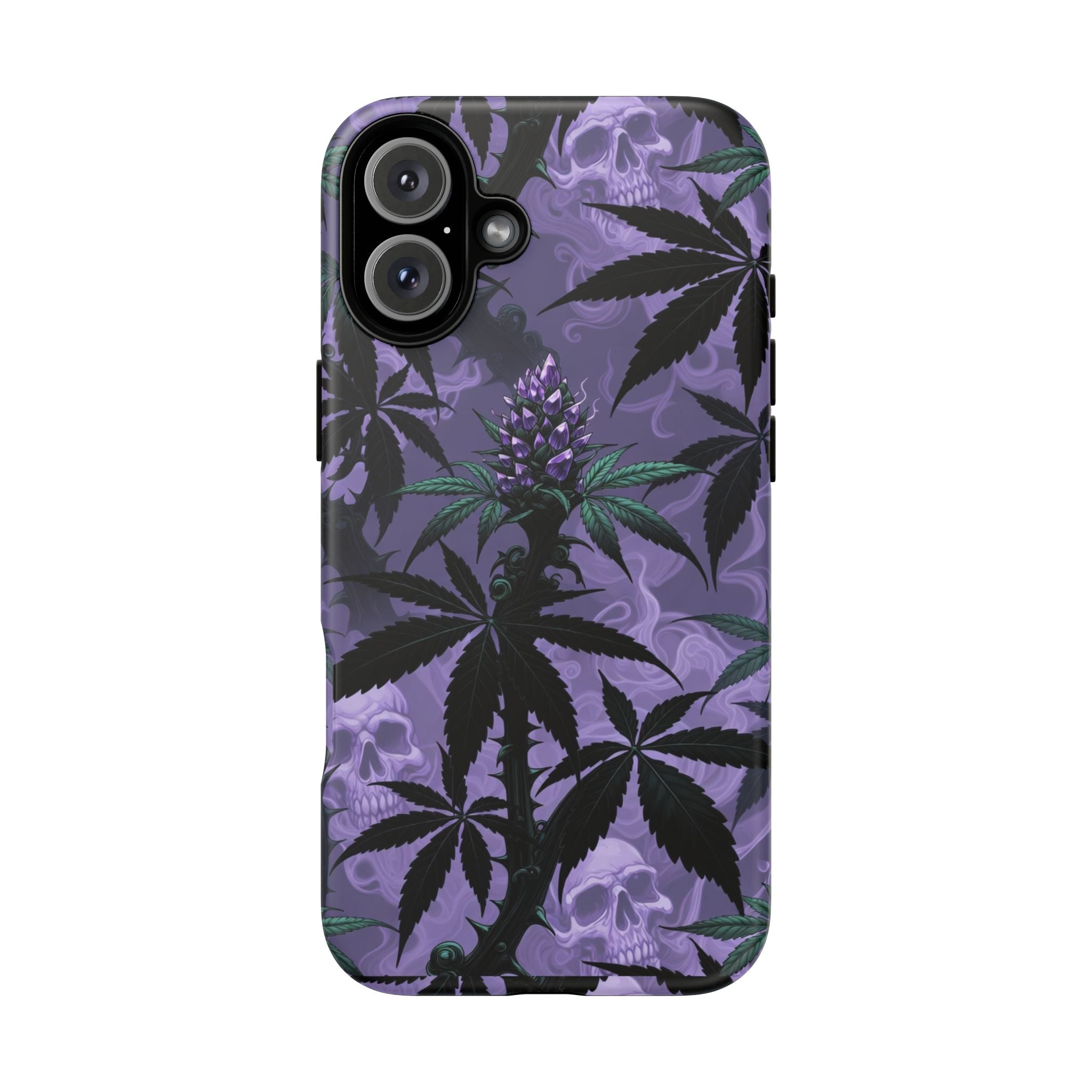 Purple Cannabis Skull Phone Case — Rugged Protective iPhone Cover