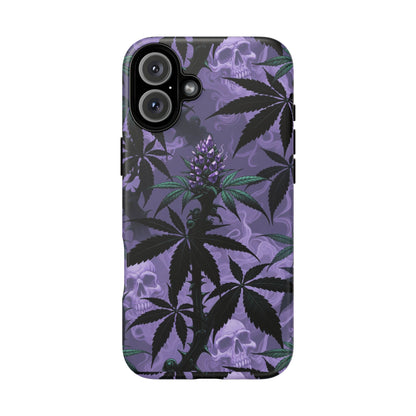 Purple Cannabis Skull Phone Case — Rugged Protective iPhone Cover