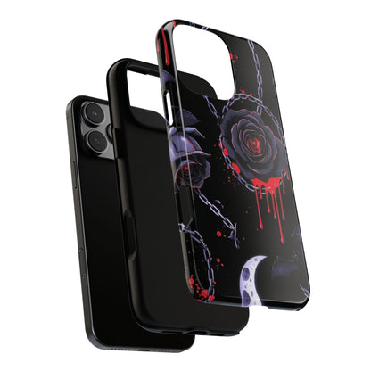 Phone Case — Gothic Dripping Black Rose & Moon Protective Case