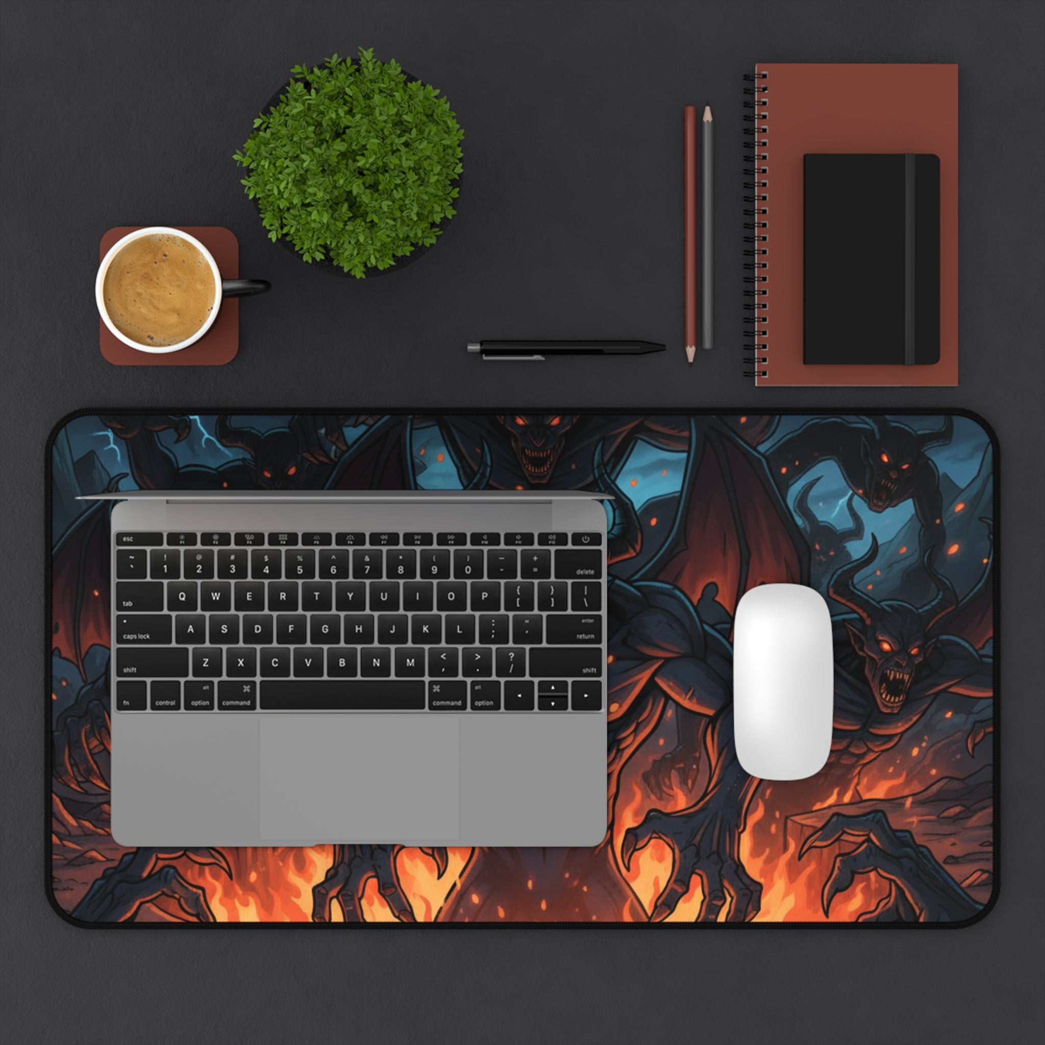 Demonic Inferno Desk Mat — Fiery Demon Gaming Mousepad