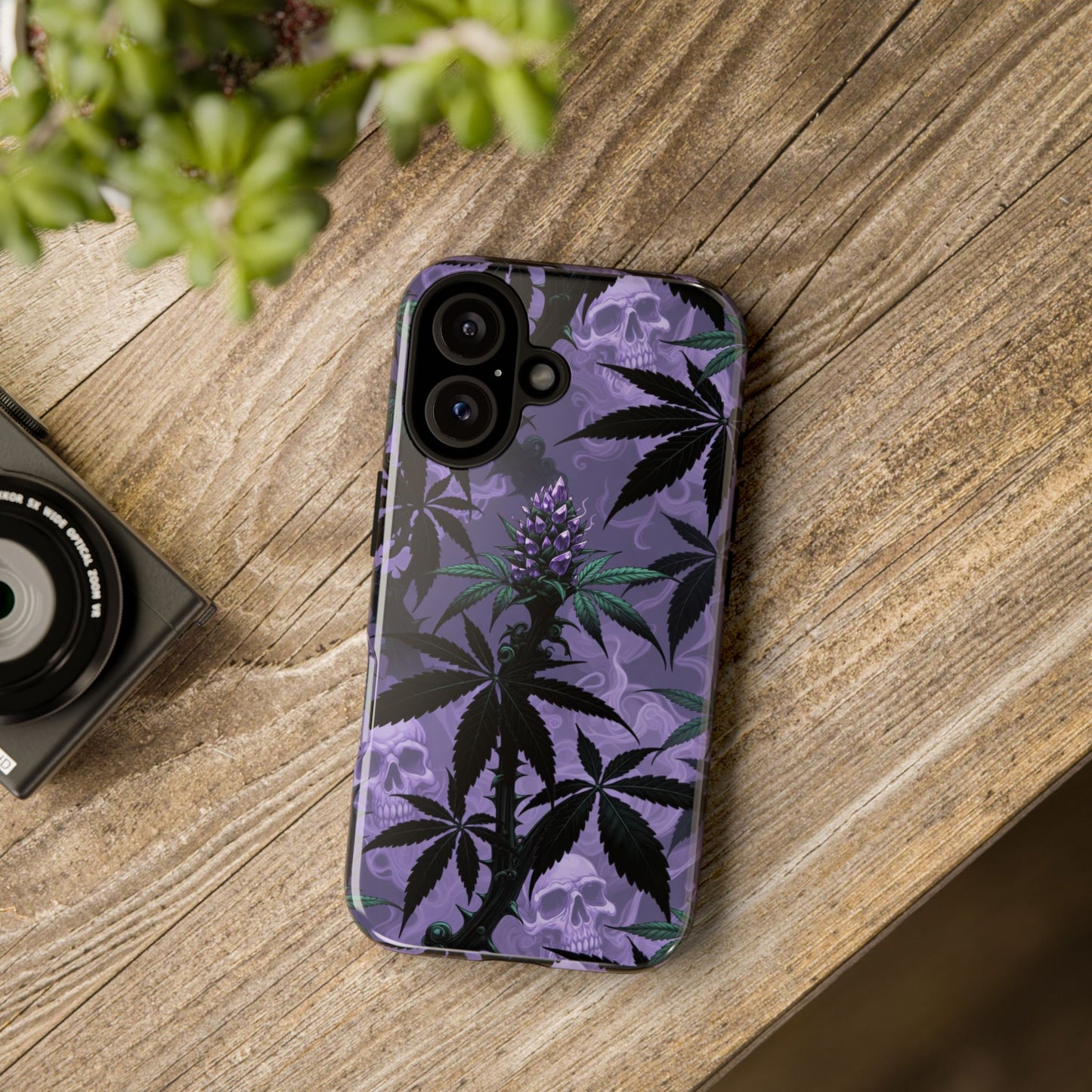 Purple Cannabis Skull Phone Case — Rugged Protective iPhone Cover