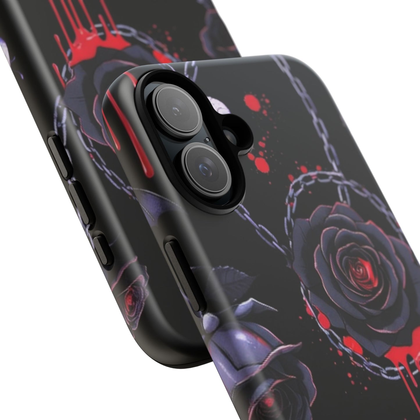 Phone Case — Gothic Dripping Black Rose & Moon Protective Case