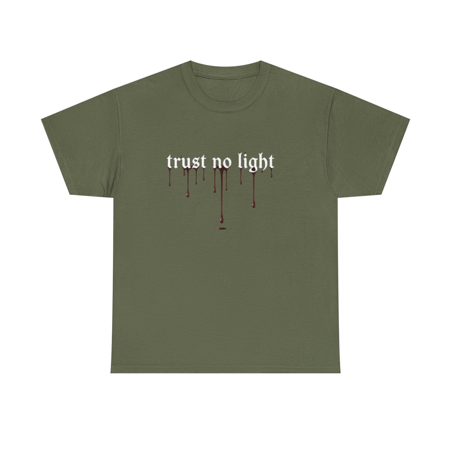 Trust No Light Snake Graphic Tee — Gothic Black T-Shirt with Dripping Text