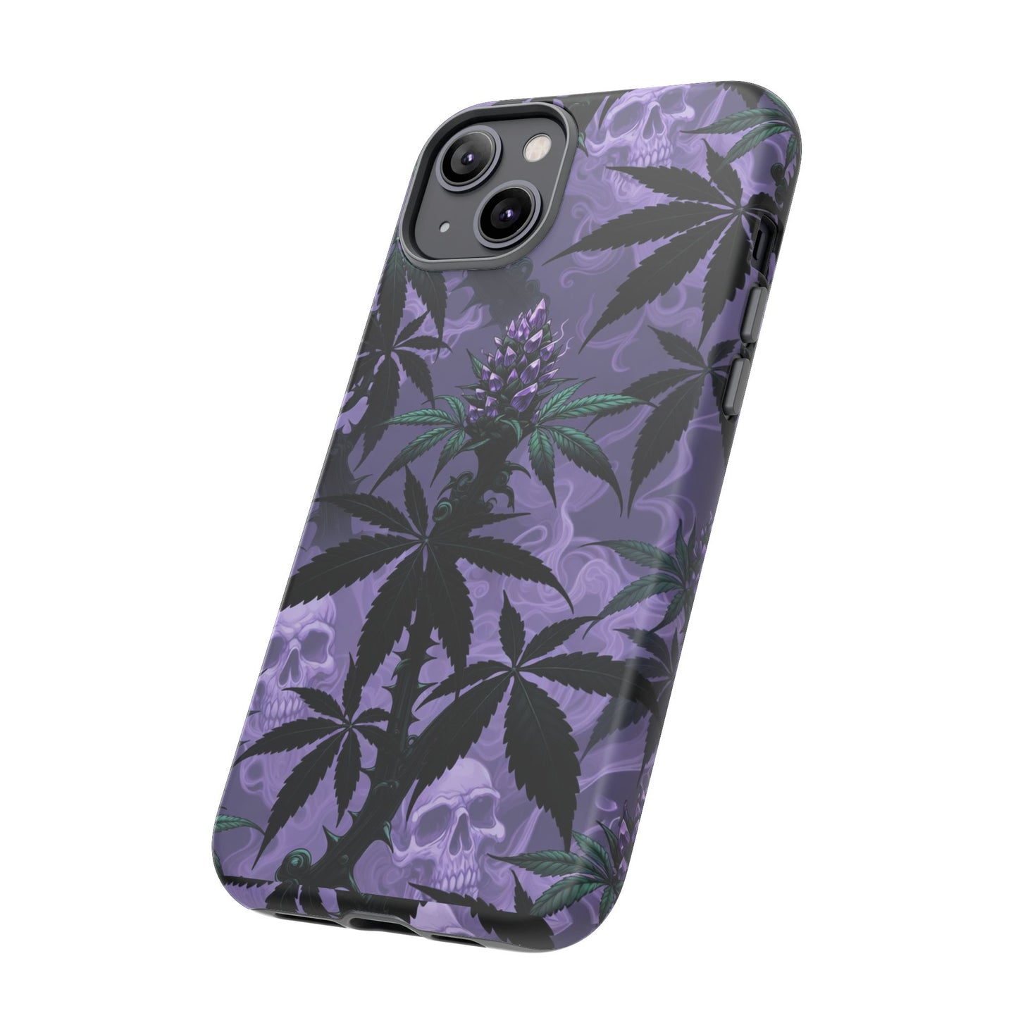 Purple Cannabis Skull Phone Case — Rugged Protective iPhone Cover