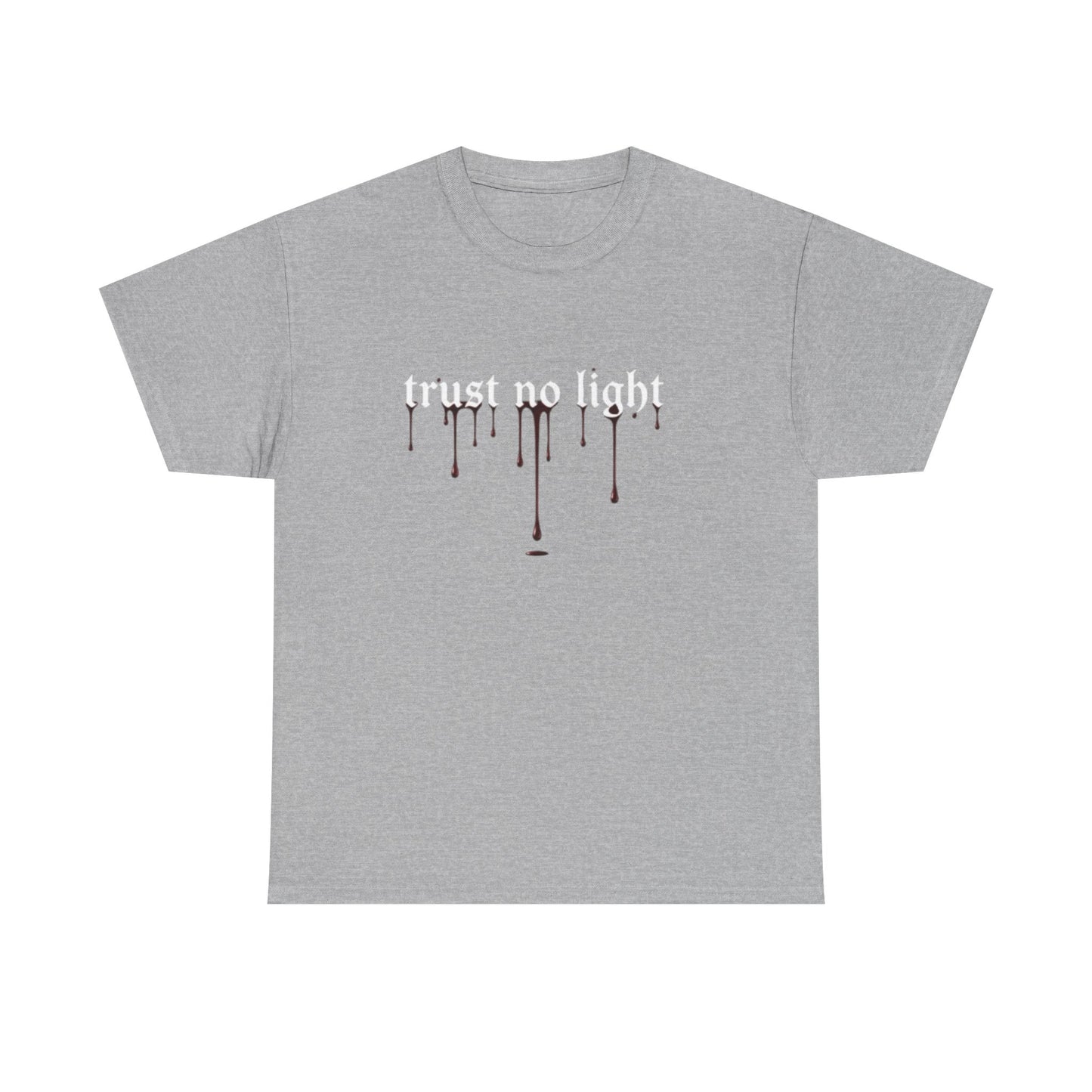 Trust No Light Snake Graphic Tee — Gothic Black T-Shirt with Dripping Text