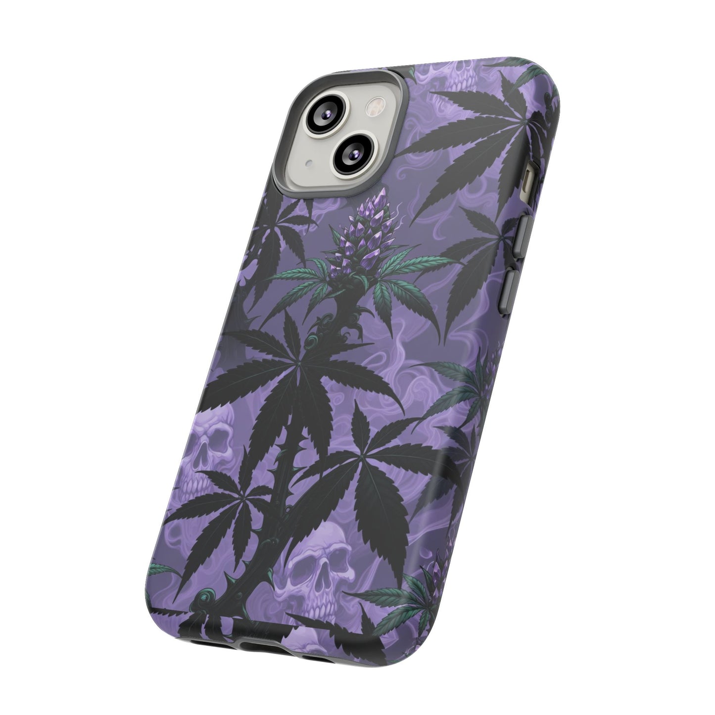 Purple Cannabis Skull Phone Case — Rugged Protective iPhone Cover