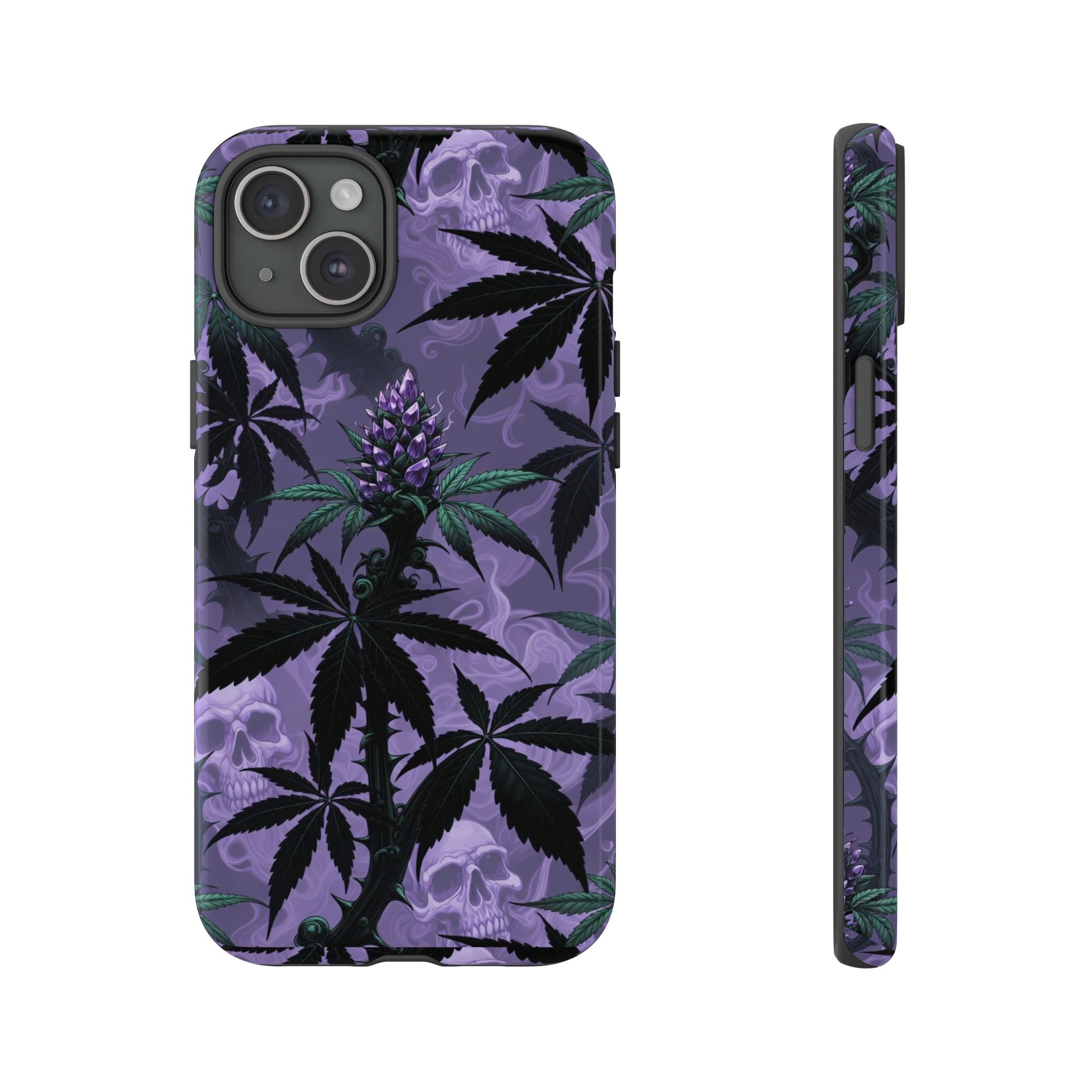 Purple Cannabis Skull Phone Case — Rugged Protective iPhone Cover
