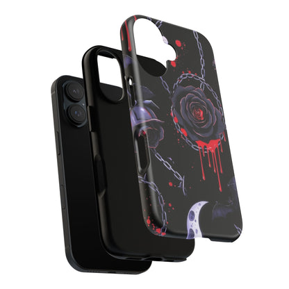 Phone Case — Gothic Dripping Black Rose & Moon Protective Case