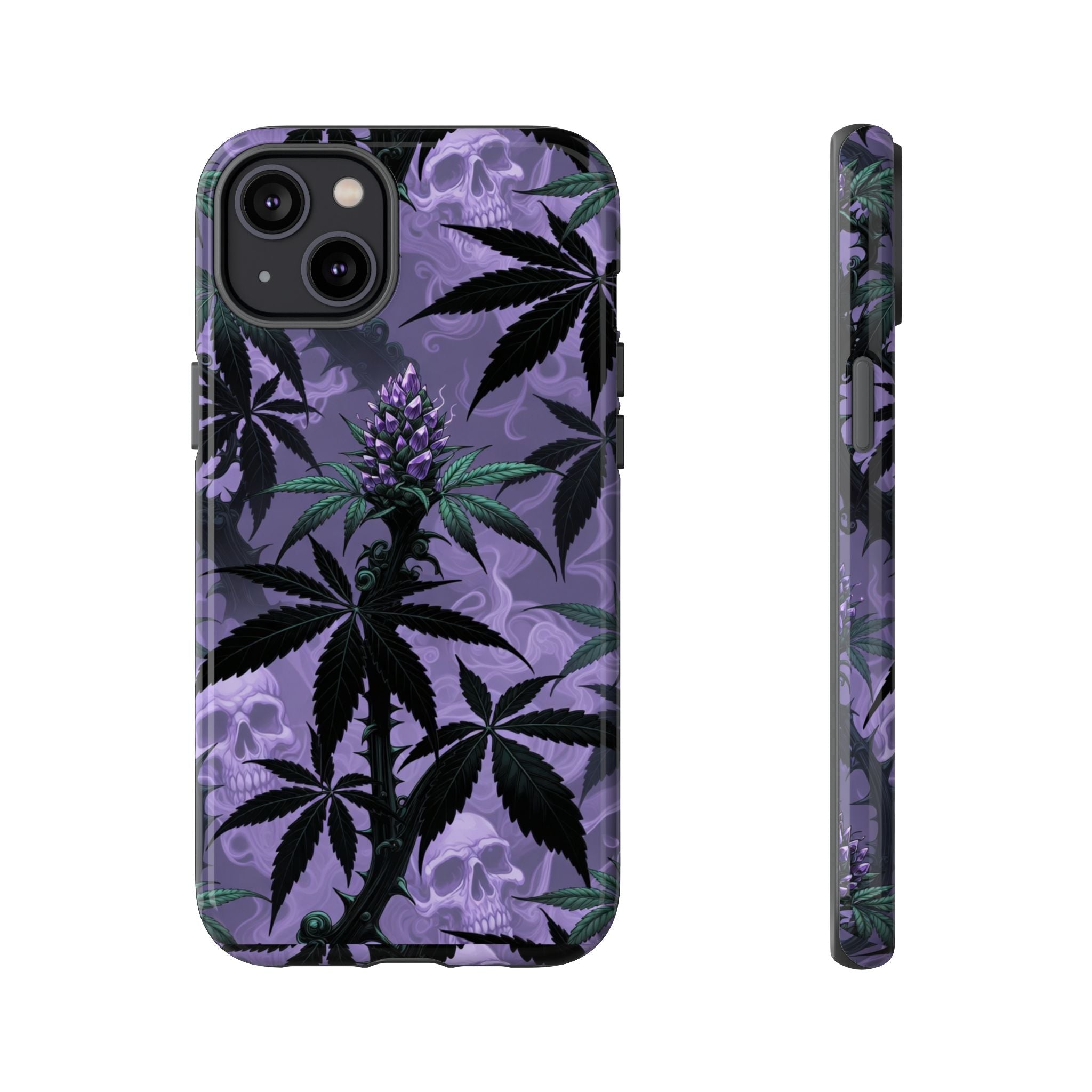 Purple Cannabis Skull Phone Case — Rugged Protective iPhone Cover