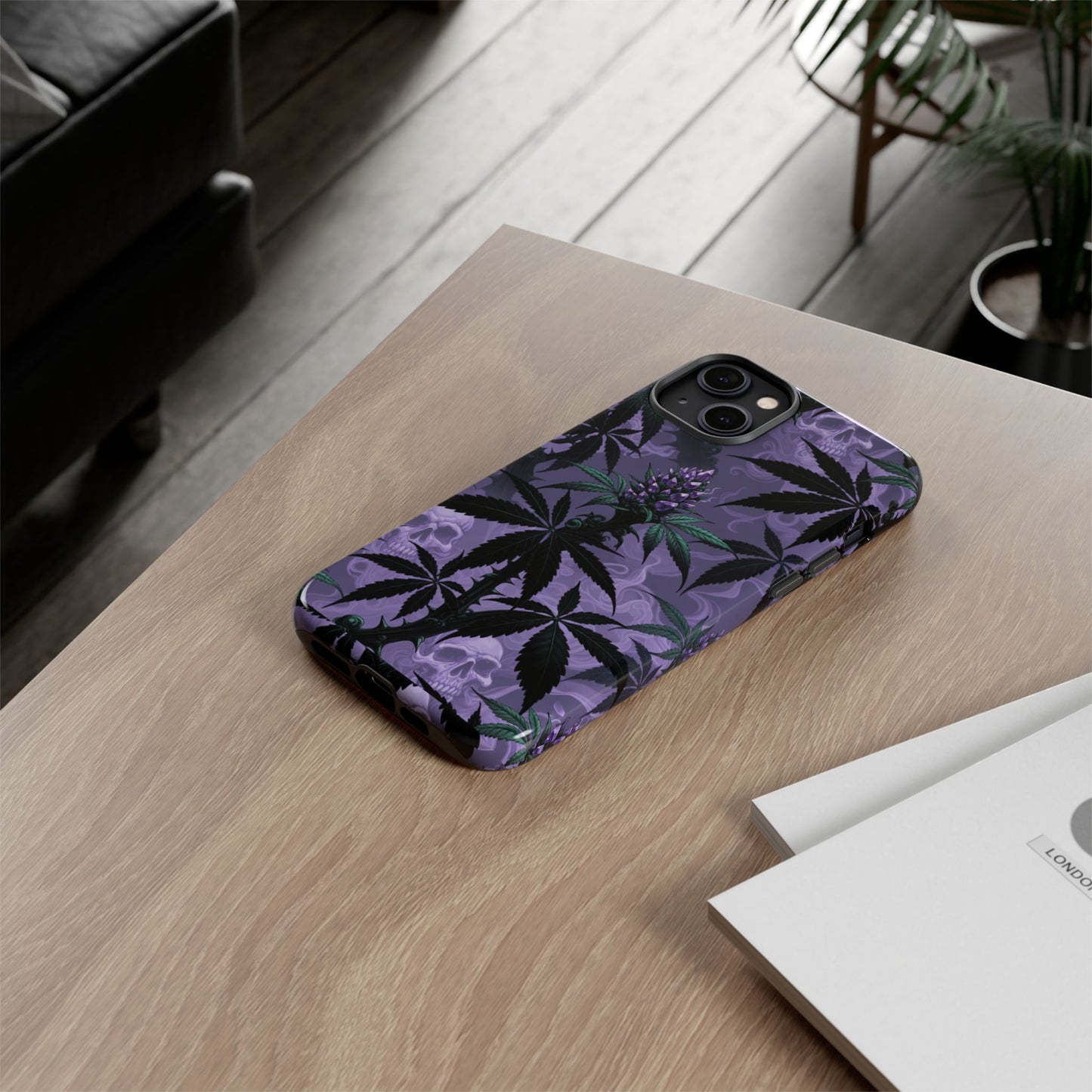 Purple Cannabis Skull Phone Case — Rugged Protective iPhone Cover