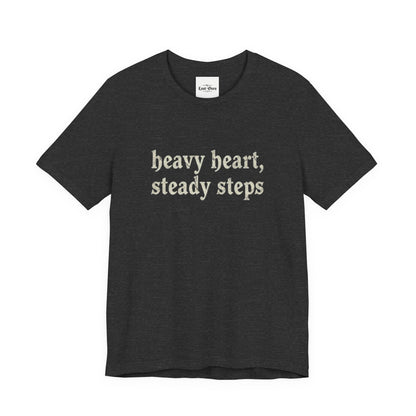 Heavy Heart Steady Steps Tee — Moody Illustration Graphic T‑Shirt