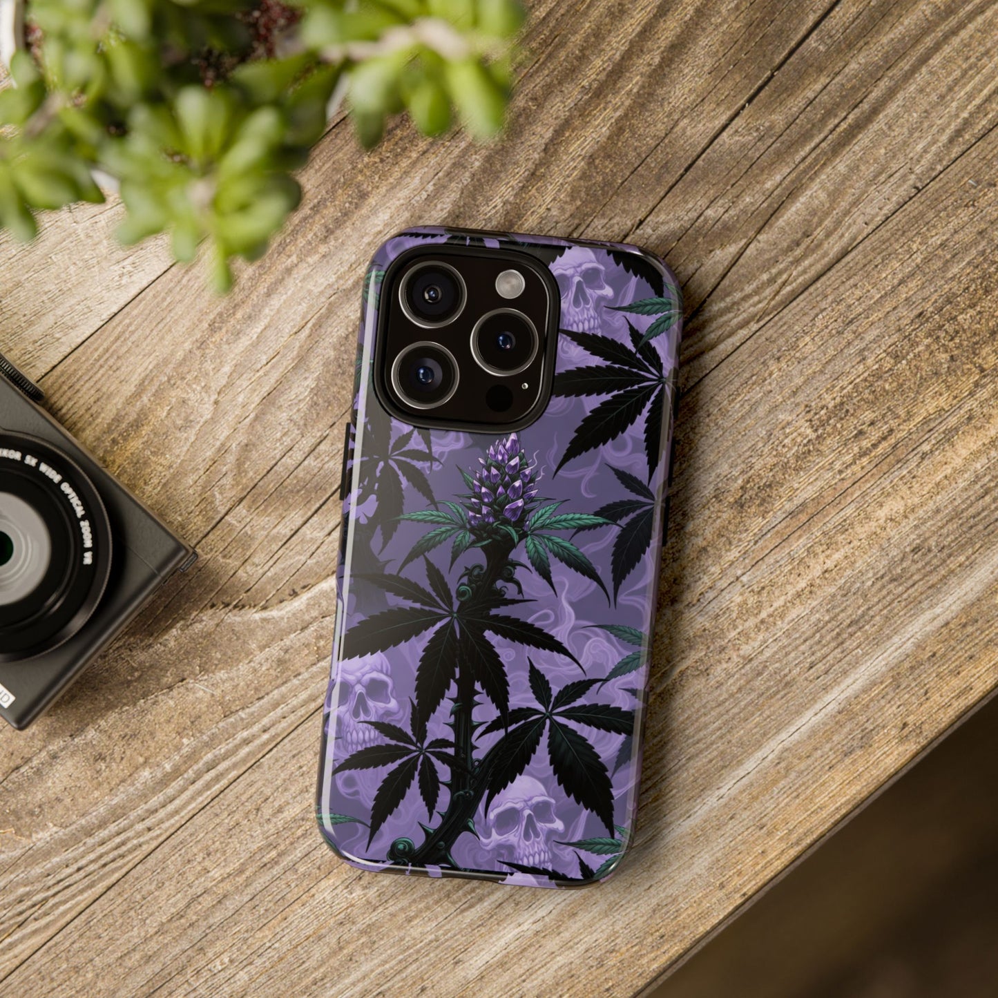 Purple Cannabis Skull Phone Case — Rugged Protective iPhone Cover