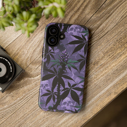 Purple Cannabis Skull Phone Case — Rugged Protective iPhone Cover