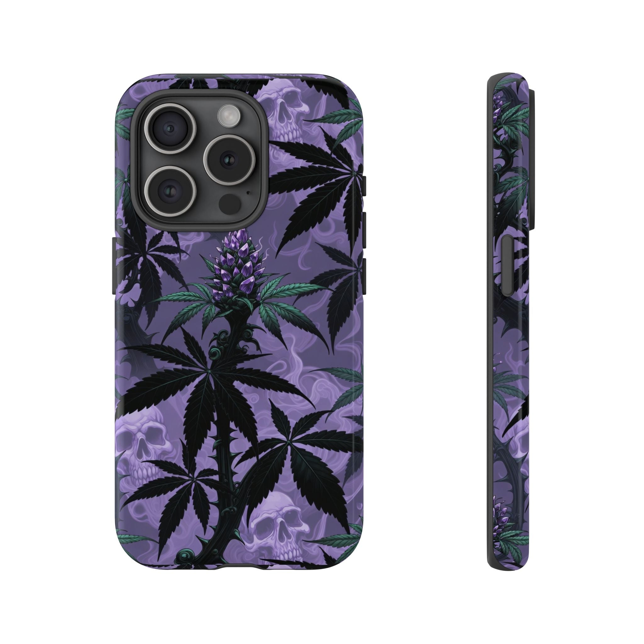 Purple Cannabis Skull Phone Case — Rugged Protective iPhone Cover