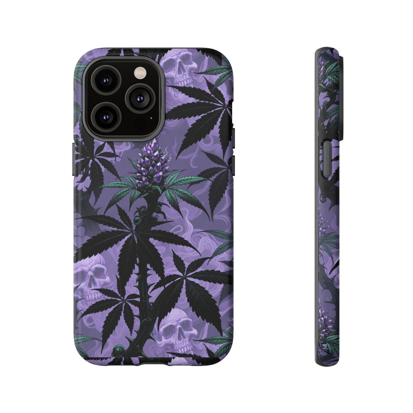 Purple Cannabis Skull Phone Case — Rugged Protective iPhone Cover