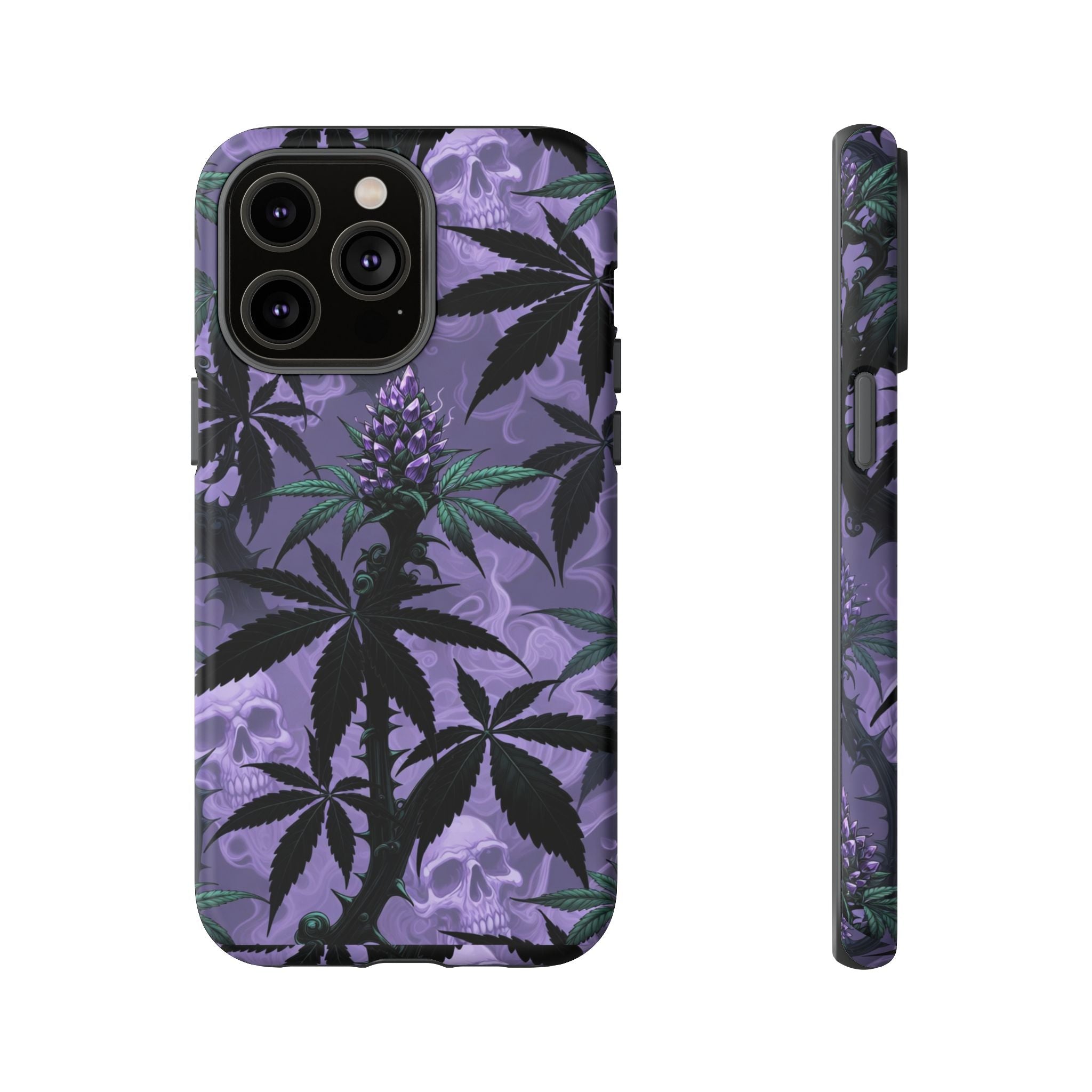 Purple Cannabis Skull Phone Case — Rugged Protective iPhone Cover