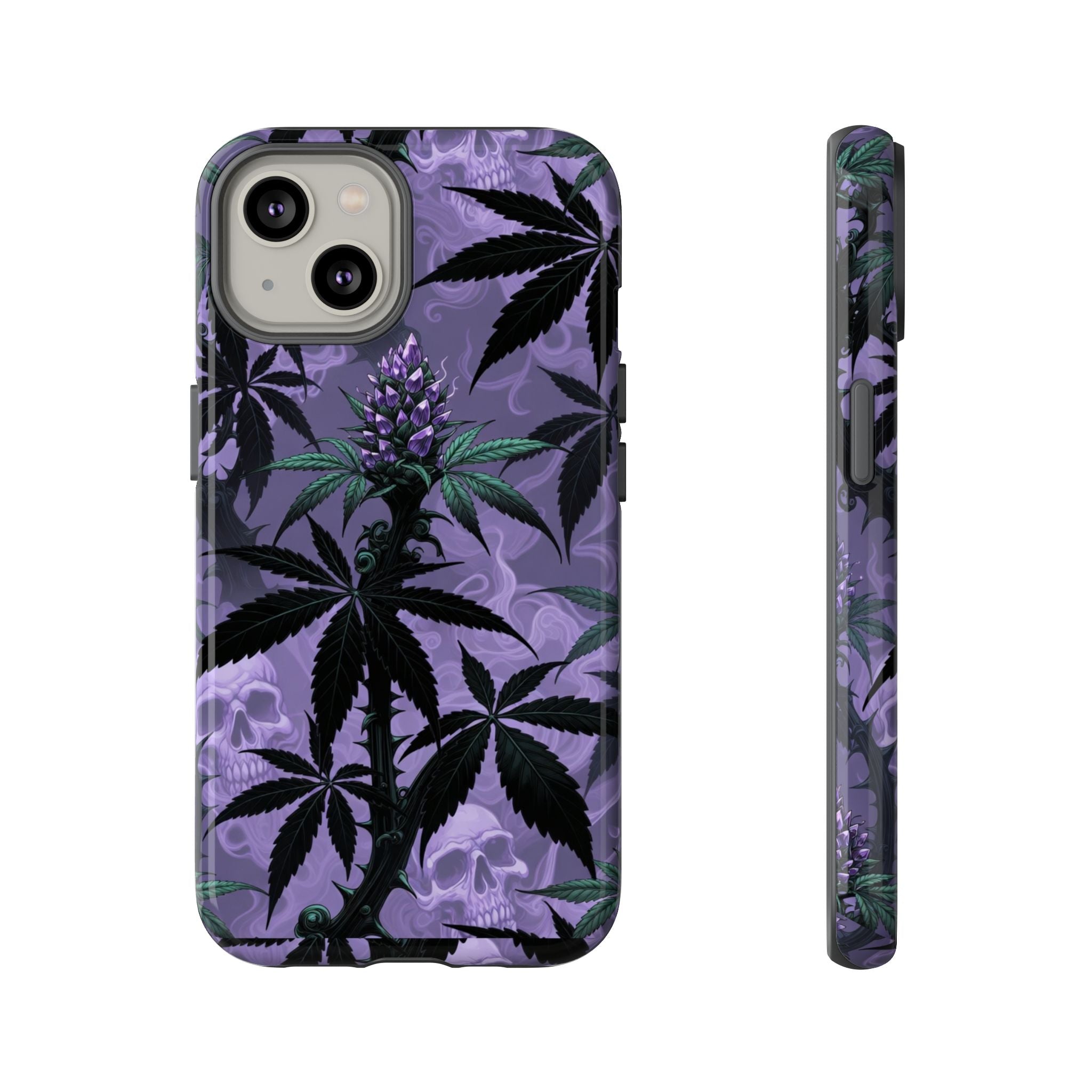 Purple Cannabis Skull Phone Case — Rugged Protective iPhone Cover