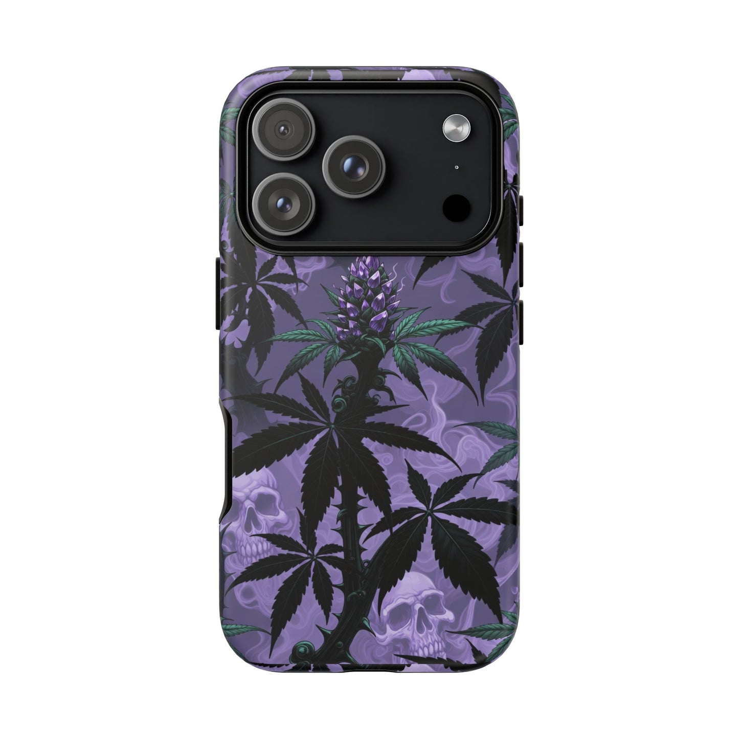 Purple Cannabis Skull Phone Case — Rugged Protective iPhone Cover