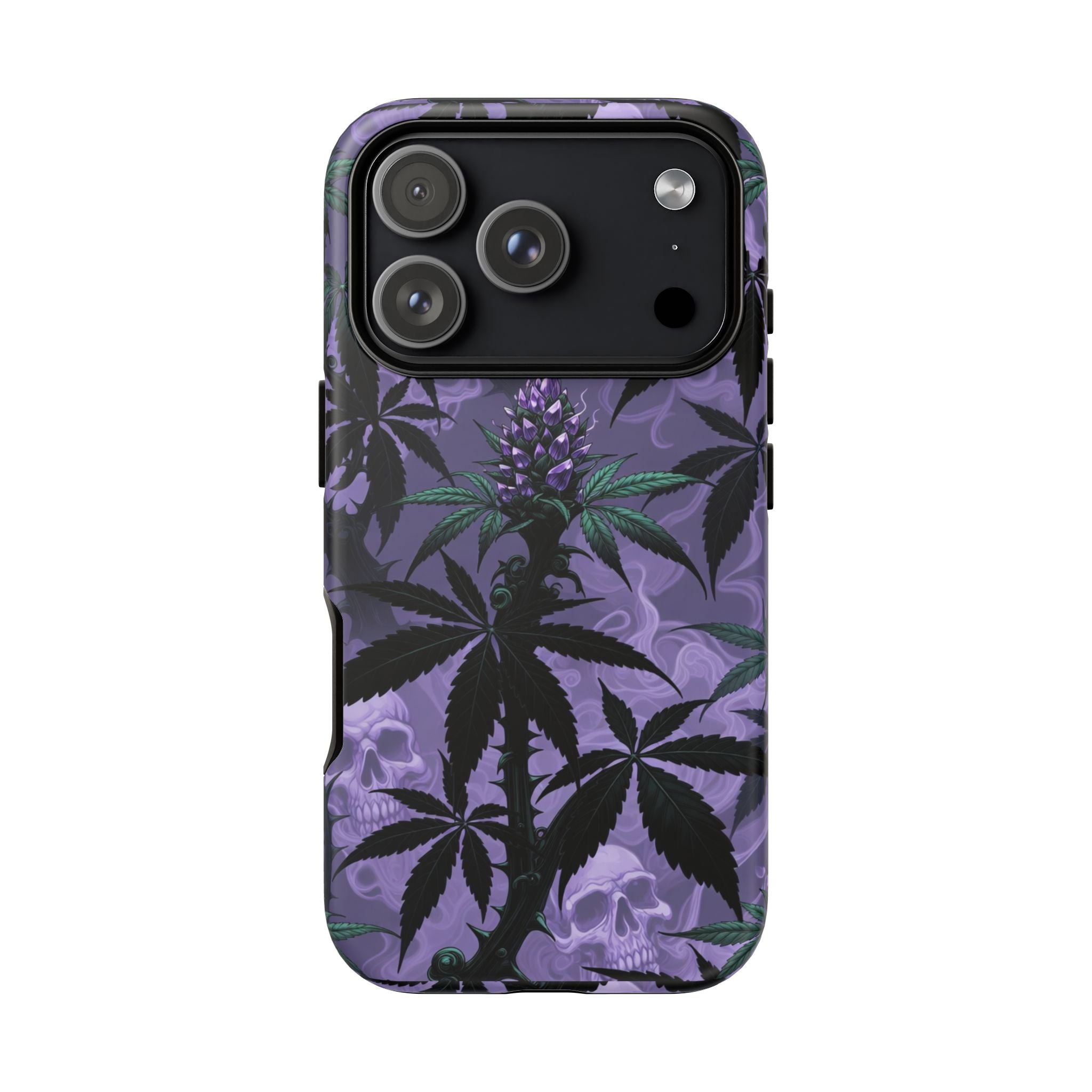 Purple Cannabis Skull Phone Case — Rugged Protective iPhone Cover