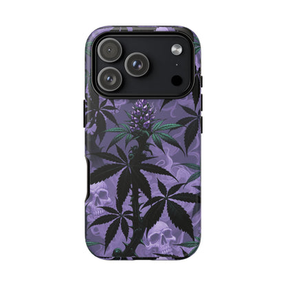 Purple Cannabis Skull Phone Case — Rugged Protective iPhone Cover