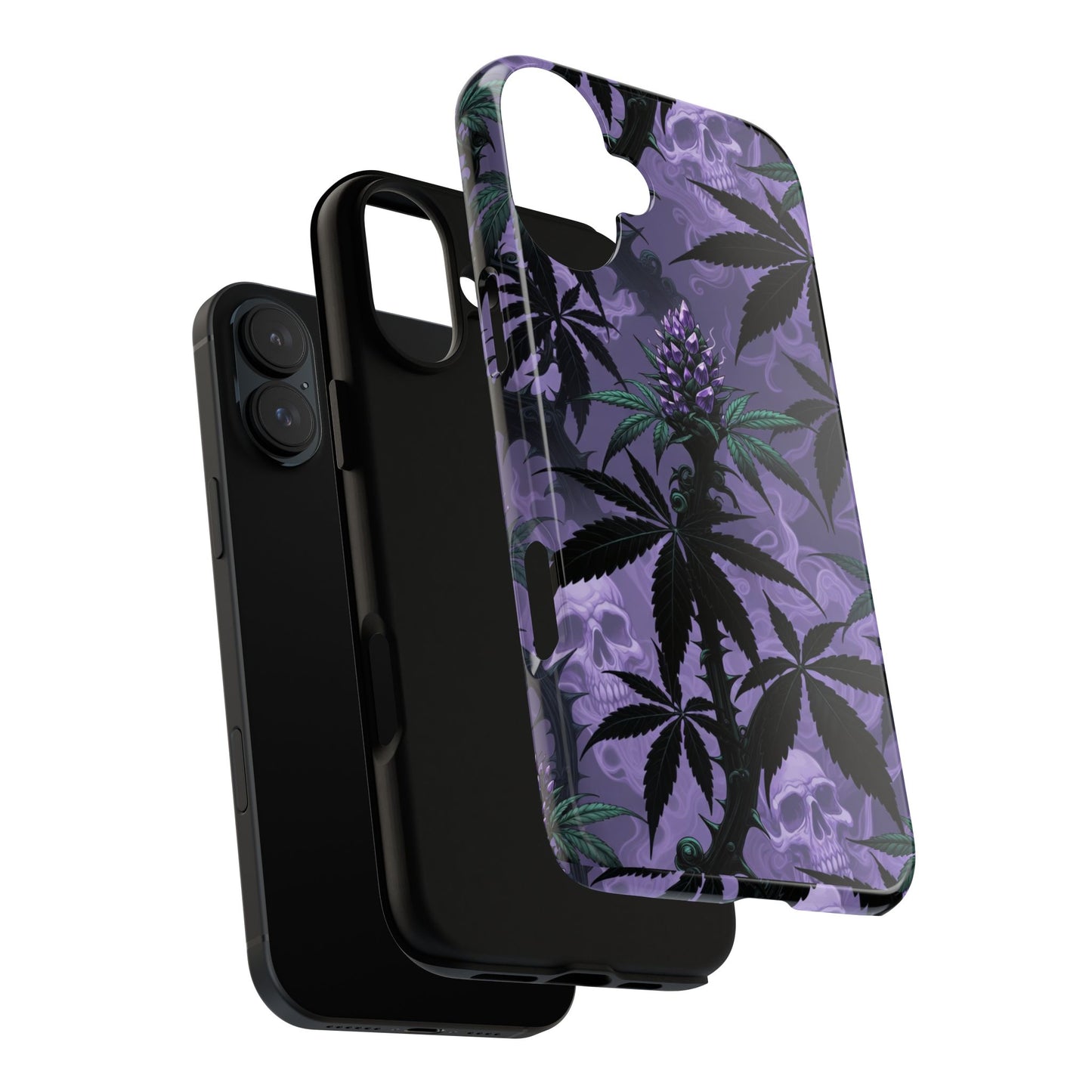 Purple Cannabis Skull Phone Case — Rugged Protective iPhone Cover