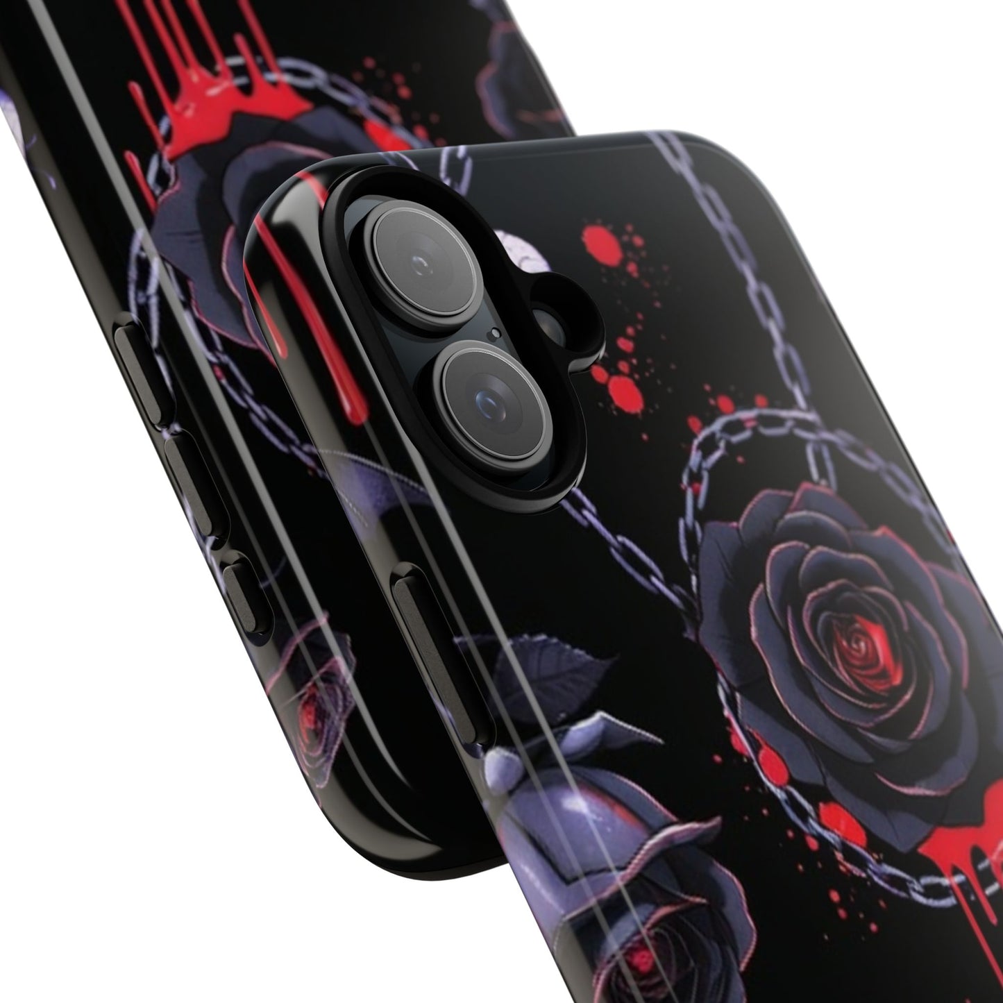 Phone Case — Gothic Dripping Black Rose & Moon Protective Case