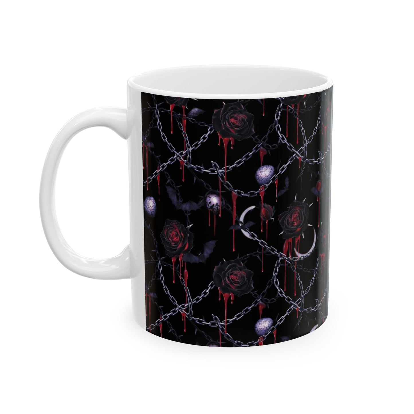 Gothic Rose & Chains Ceramic Mug (11oz, 15oz) — Dark Vampire Aesthetic Coffee Cup