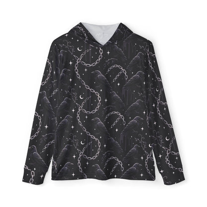 Men's Hooded Warmup — Night Sky Crescent Moon & Stars All-Over Print