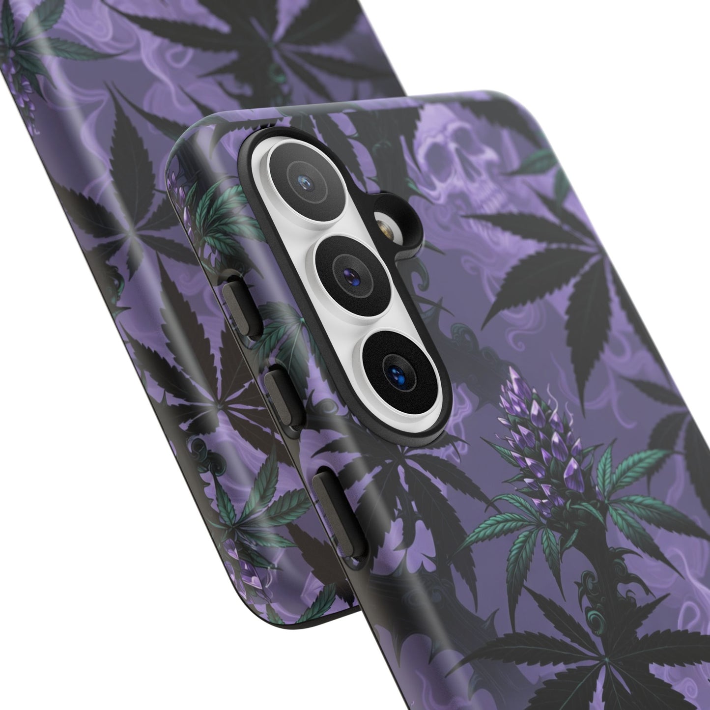 Purple Cannabis Skull Phone Case — Rugged Protective iPhone Cover