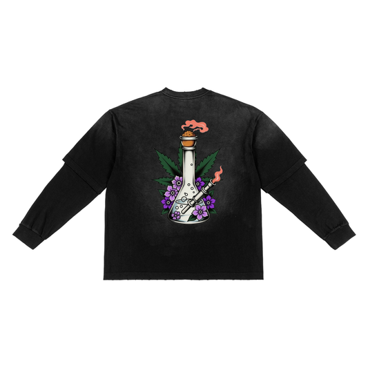Bong Sunfade Hand-Frayed Faux Two-Piece T-Shirt