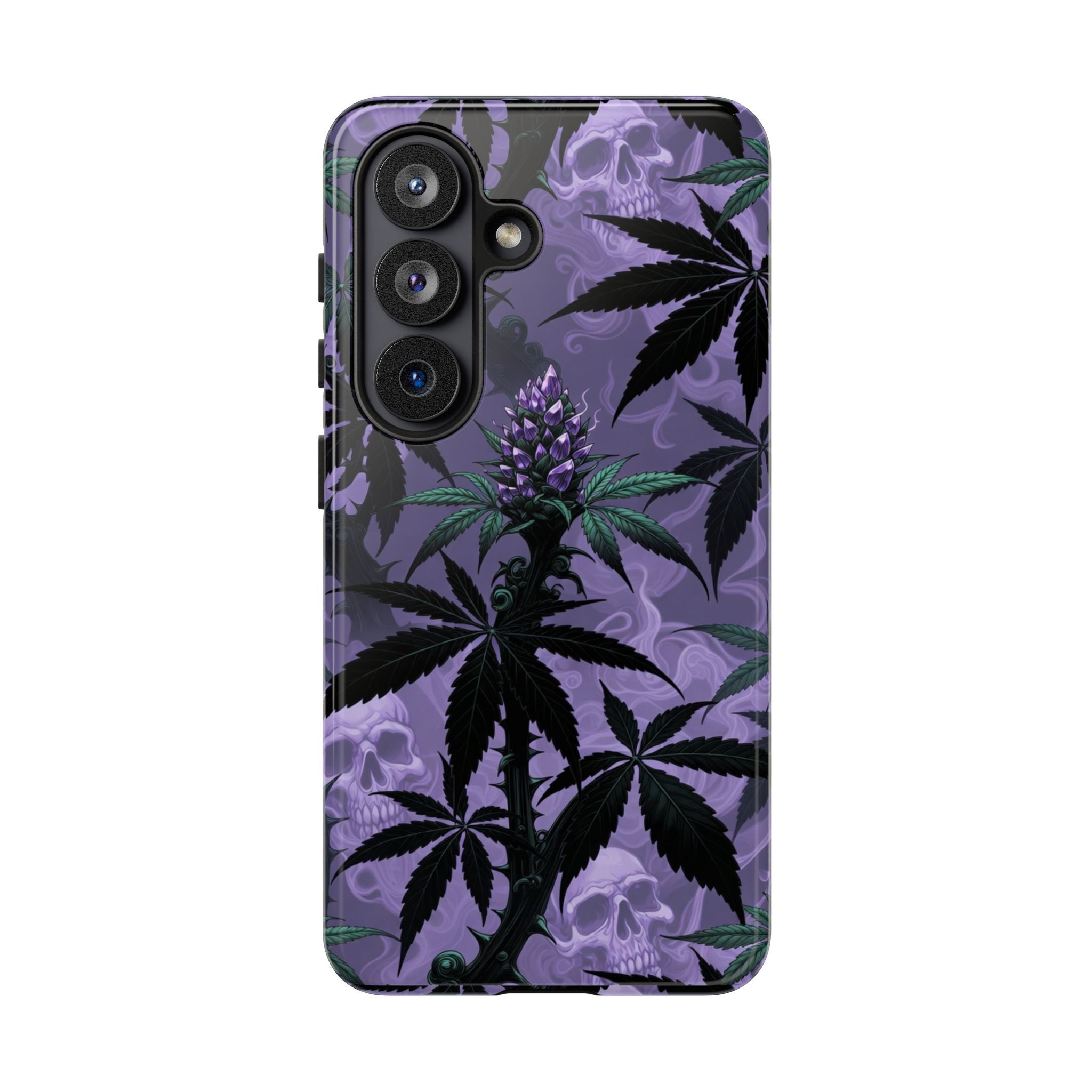 Purple Cannabis Skull Phone Case — Rugged Protective iPhone Cover