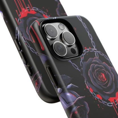 Phone Case — Gothic Dripping Black Rose & Moon Protective Case