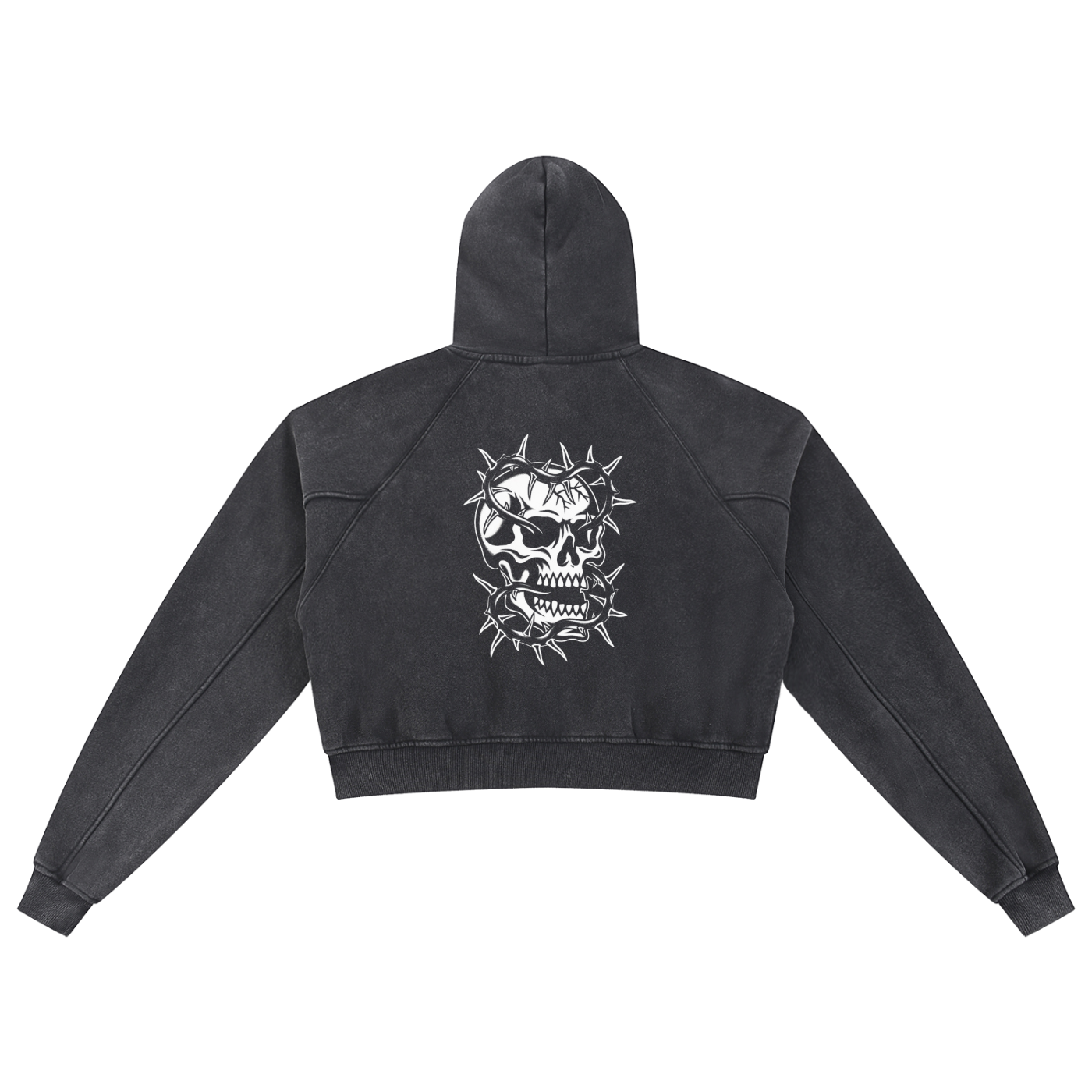 Trad Thorn Skull Cropped Hoodie