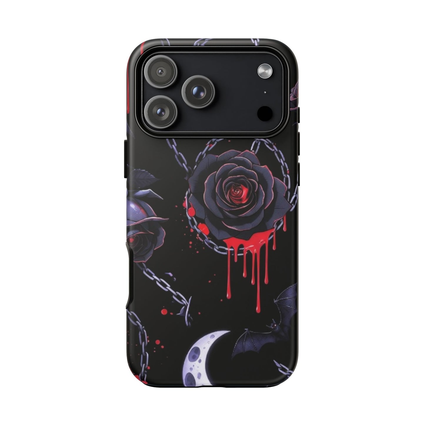Phone Case — Gothic Dripping Black Rose & Moon Protective Case