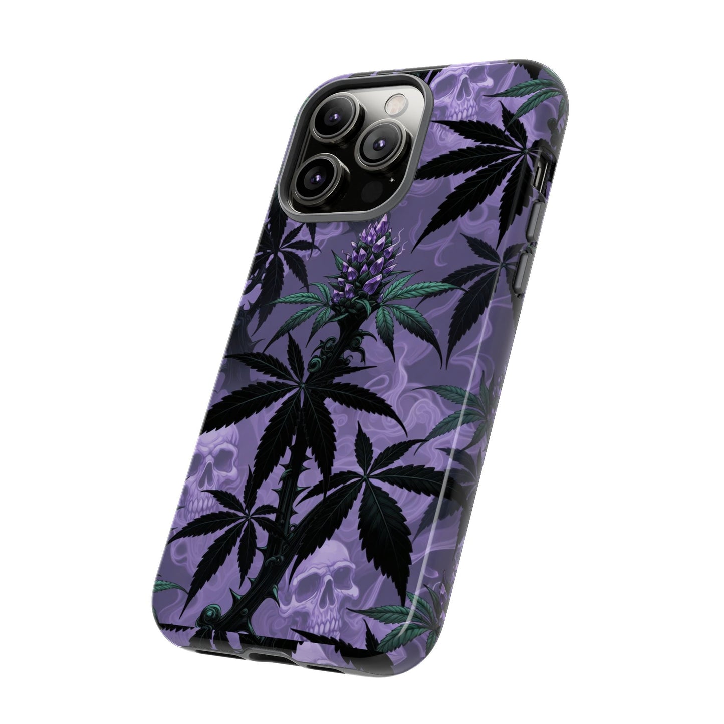 Purple Cannabis Skull Phone Case — Rugged Protective iPhone Cover