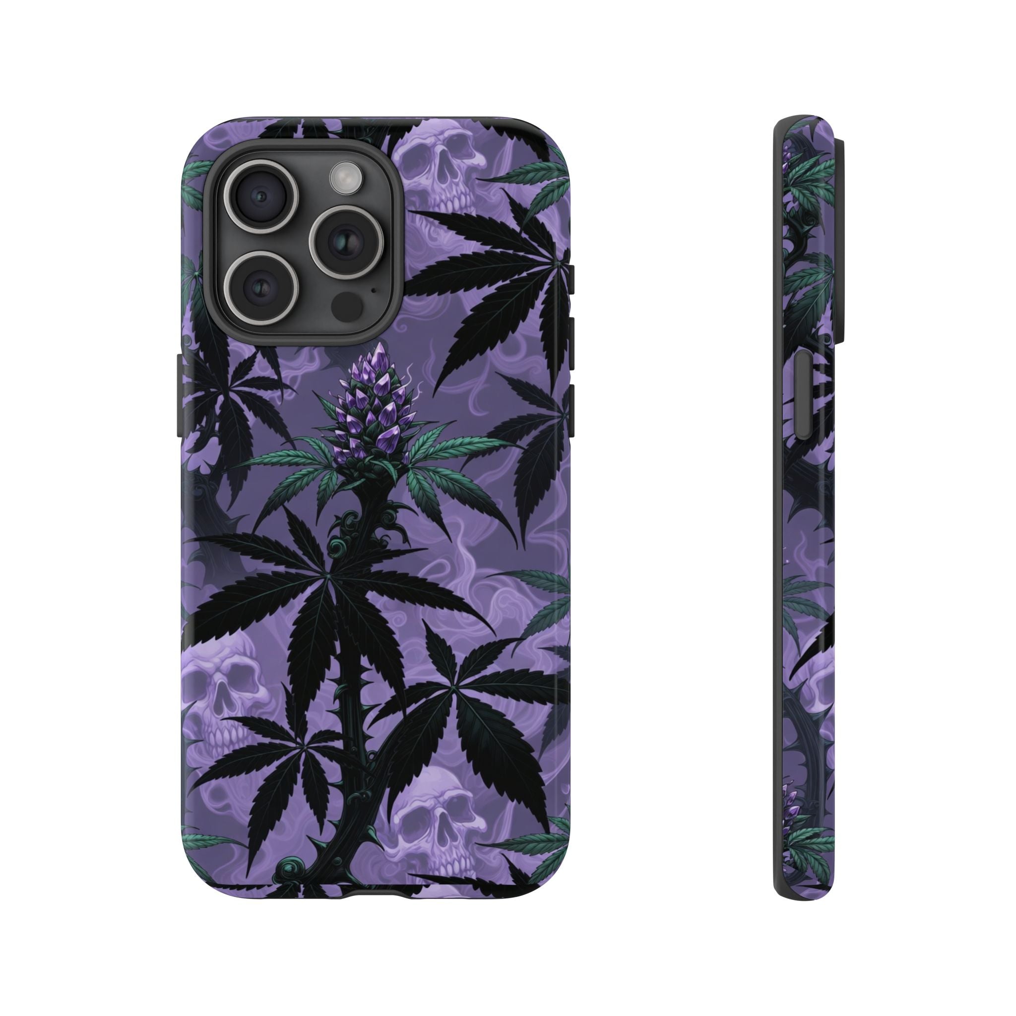 Purple Cannabis Skull Phone Case — Rugged Protective iPhone Cover