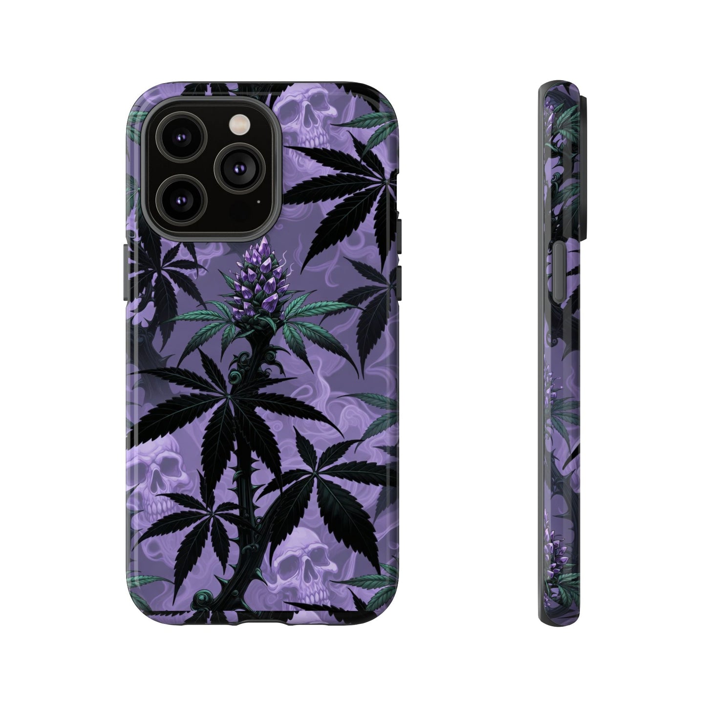 Purple Cannabis Skull Phone Case — Rugged Protective iPhone Cover