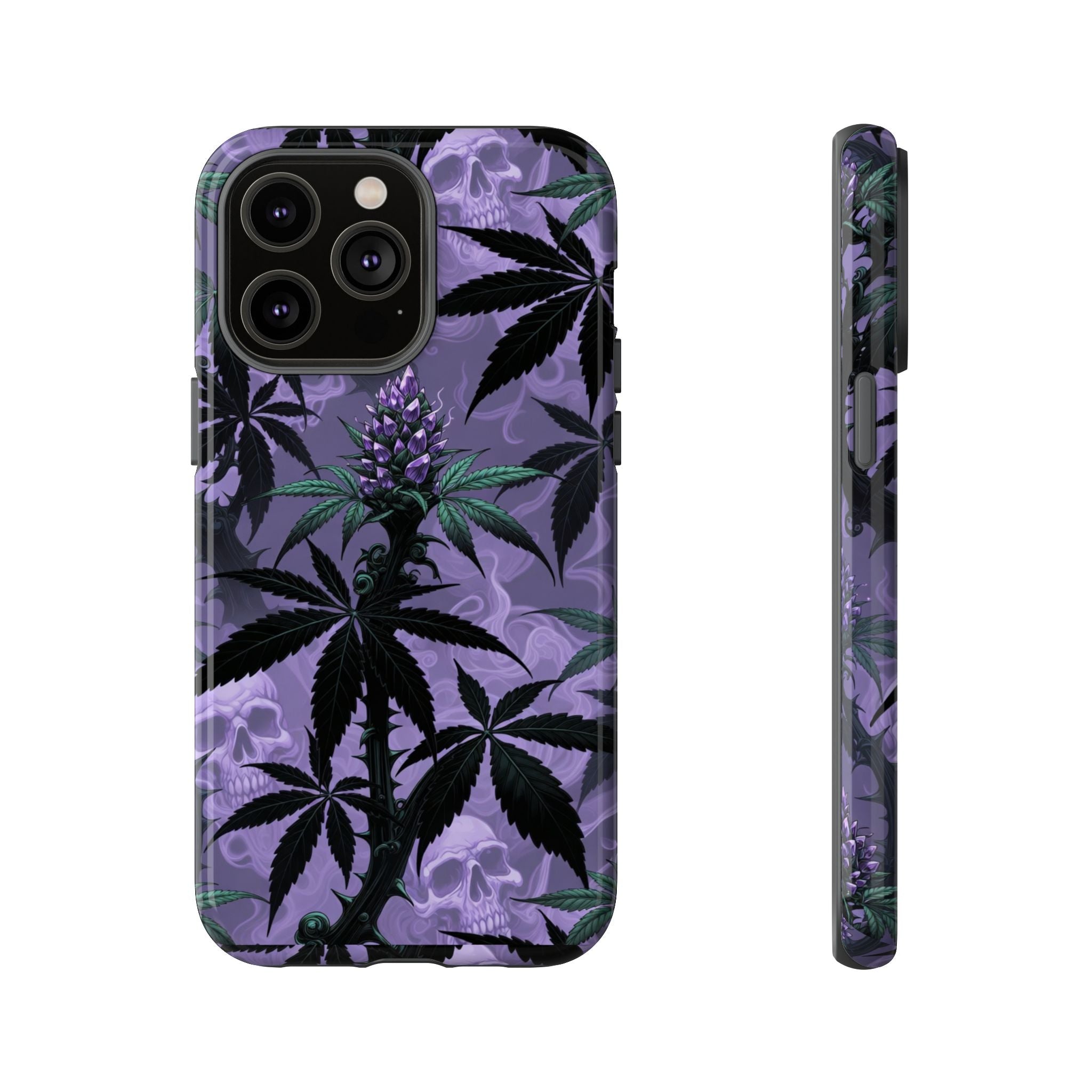 Purple Cannabis Skull Phone Case — Rugged Protective iPhone Cover