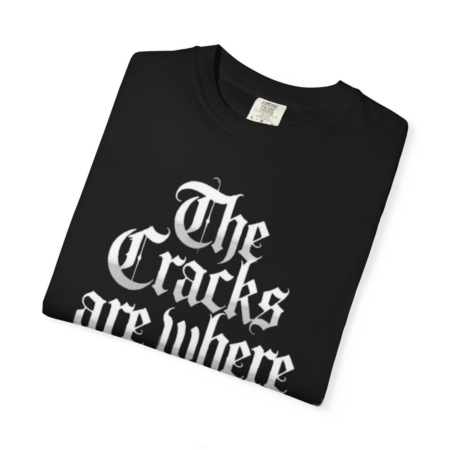 The Cracks Are Where the Light Enters T-Shirt — Gothic Brain Heart Art Tee