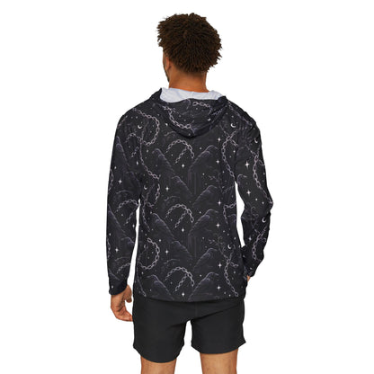 Men's Hooded Warmup — Night Sky Crescent Moon & Stars All-Over Print