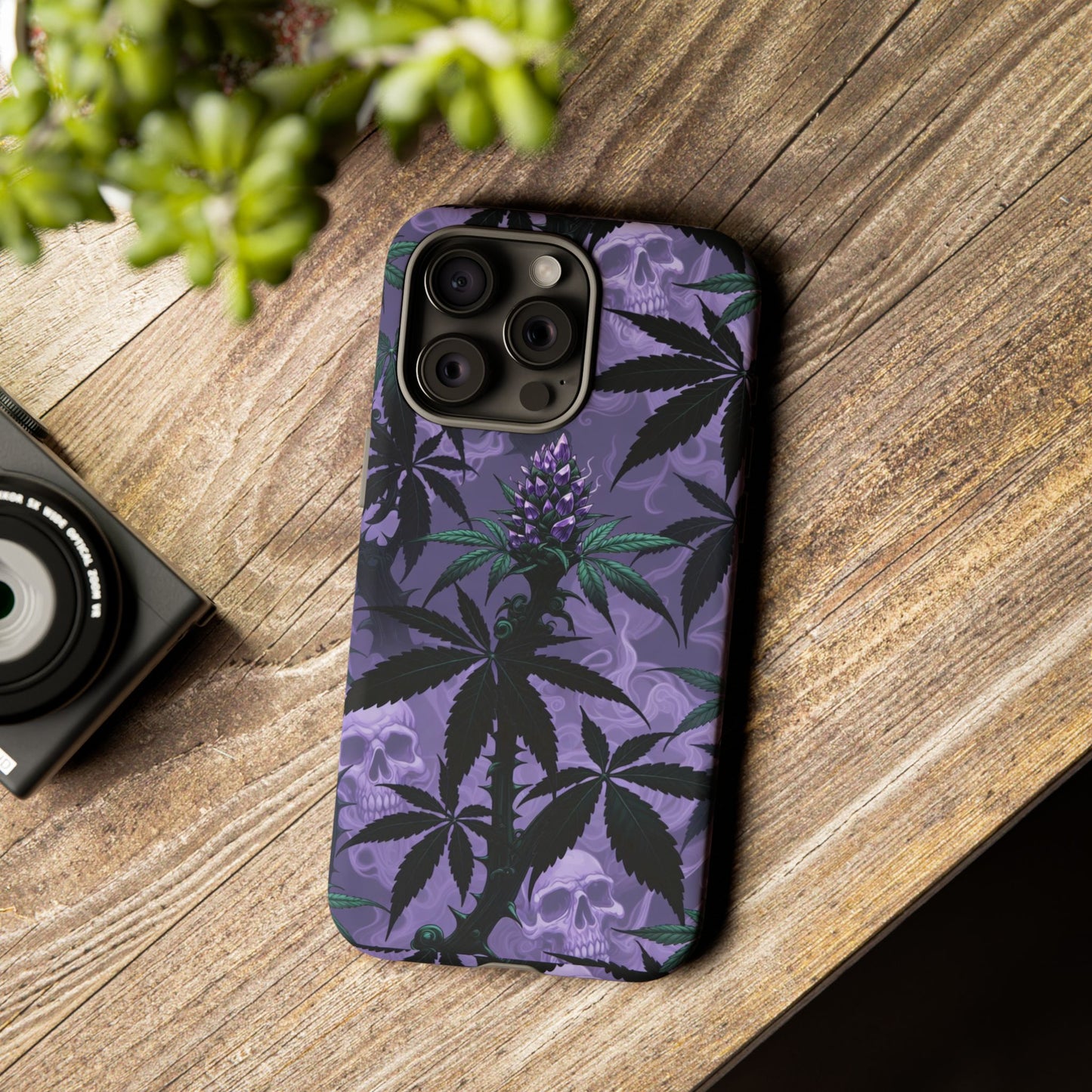 Purple Cannabis Skull Phone Case — Rugged Protective iPhone Cover