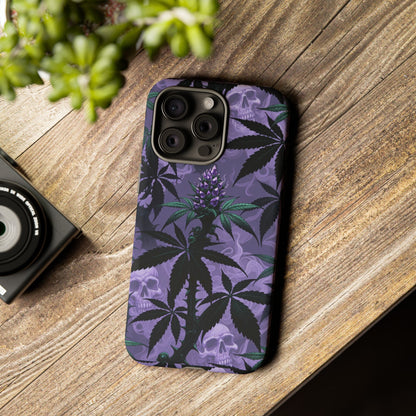 Purple Cannabis Skull Phone Case — Rugged Protective iPhone Cover